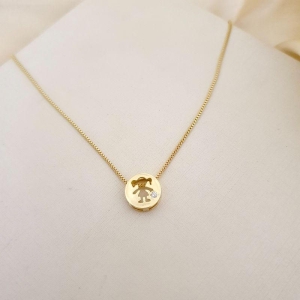 Colar pingente medalha menina com zirconia
