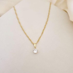 Colar pingente ponto de luz zirconia 6mm