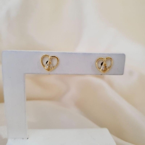 Brinco coração Nossa Senhora zirconias