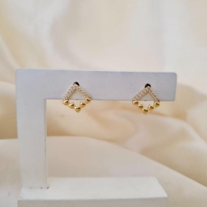 Brinco losango metade coracoes metade zirconias