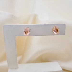 Brinco zirconia gota rosa