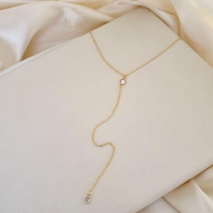 Colar gravatinha ponto de luz zirconia