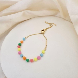 Pulseira bolinhas coloridas gravatinha