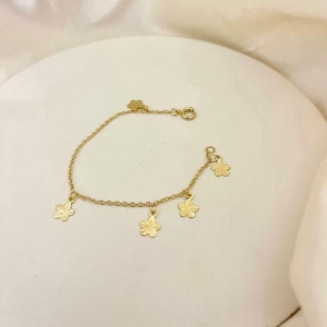 Pulseira infantil flores diamantadas