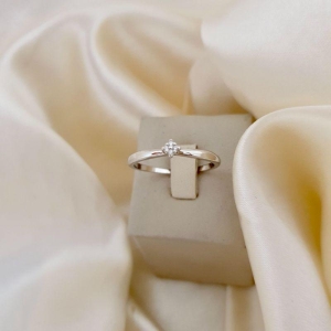 Anel ródio losango 4 zirconias