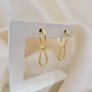 Brinco 2 elos trançados corrente