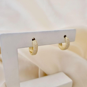 Brinco argola click 3 fileiras zirconia