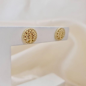 Brinco arvore da vida contorno cravejado zirconia