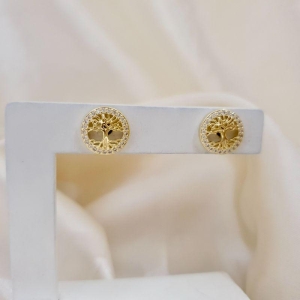 Brinco árvore da vida contorno cravejado zirconia