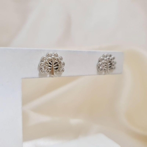 Brinco ródio arvore da vida zirconias