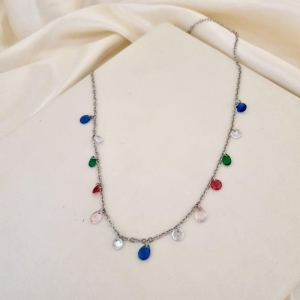 Colar inox com gotas zirconia