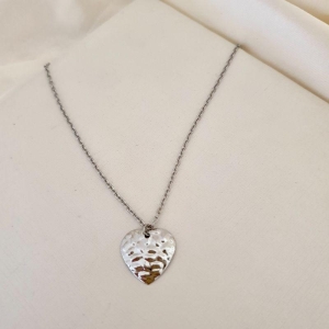 Colar inox coracao textura