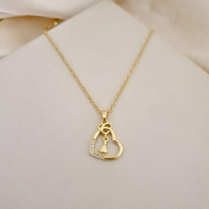 Colar pingente coração e Nossa Senhora