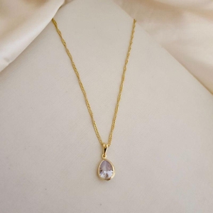 Colar pingente zirconia gota