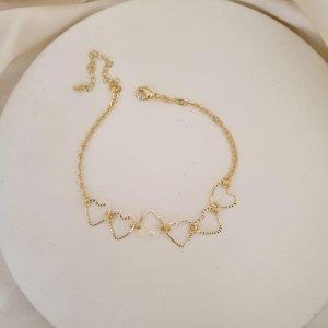 Pulseira coraçoes diamantados