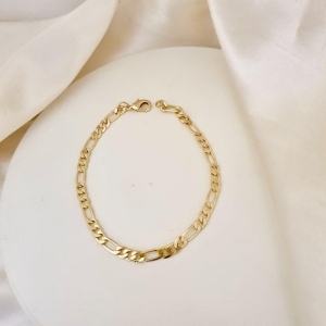 Pulseira masculina elo figaro diamantado