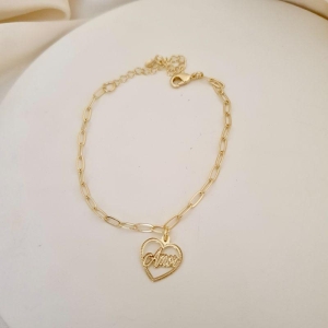 Pulseira pingente coração amor