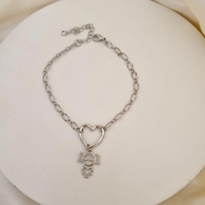 Pulseira ródio coração com pingente menina (filha)