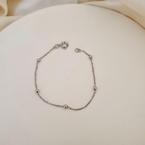 Pulseira ródio infantil bolinhas