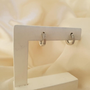 Brinco ródio argola click 2 fileiras zirconia