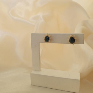 Brinco zirconia gota azul