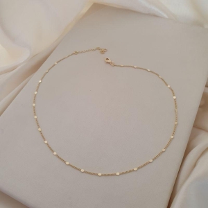 Colar choker elo bolinha achatada
