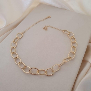 Colar choker elos foscos grandes