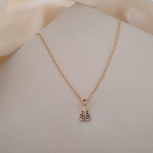 Colar Nossa Senhora zirconia azul