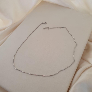Colar ródio choker tubo e bolinha