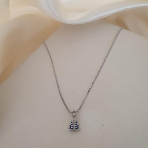 Colar ródio Nossa Senhora zirconia azul