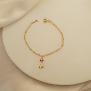 Pulseira infantil figa zirconias coloridas