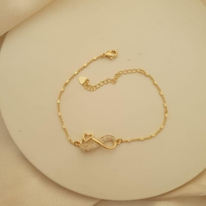 Pulseira infinito coracao cravejado zirconia