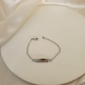 Pulseira ródio infantil plaquinha