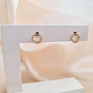 Brinco circulo com 3 pontos de luz zirconia