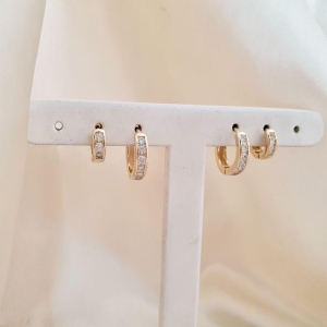Brinco dupla cravejada zirconias