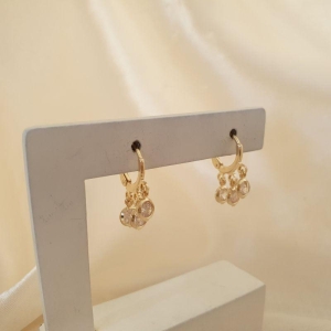 Brinco argola com pingetes 3 pontos de luz zirconia