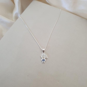 Colar prata pingente menino zirconia azul