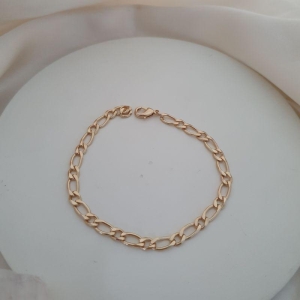 Pulseira masculina elo fígaro achatado