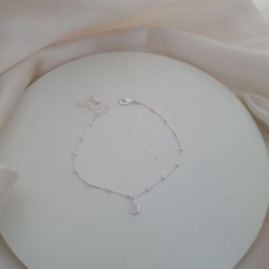 Pulseira prata bolinhas e ponto de luz zirconia