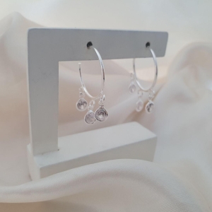 Brinco prata argola com pingente ponto de luz zirconia