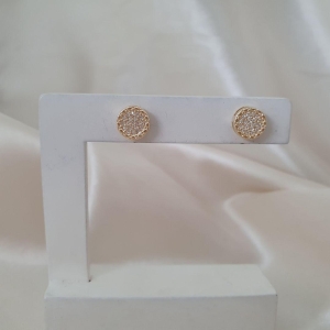 Brinco redondo circulo cravejado zirconia com detalhes