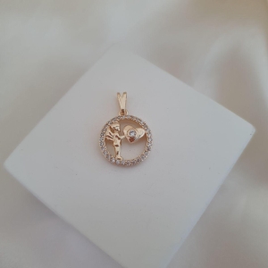 Pingente anjo coracao cravejado zirconia