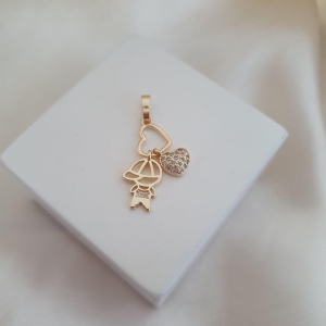 Pingente menin0 e coracao cravejado zirconia (filho)