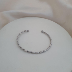 Bracelete inox aro trançado aberto