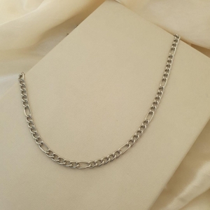 Colar ródio masculino elo figaro 60cm