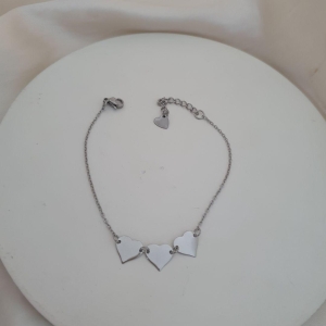 Pulseira inox 3 corações