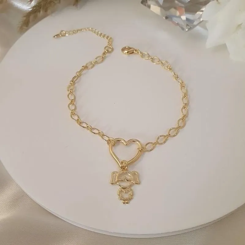 Pulseira com coração e filha