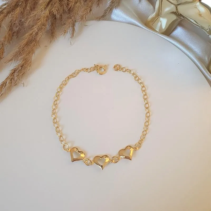 Pulseira 3 corações
