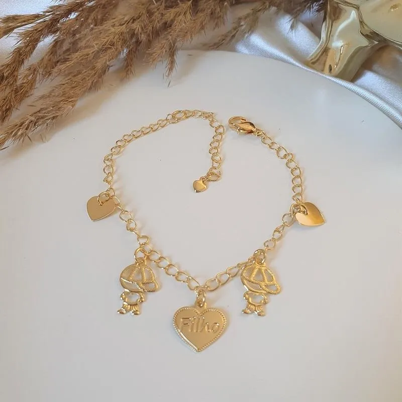 Pulseira dois meninos coração (filho)