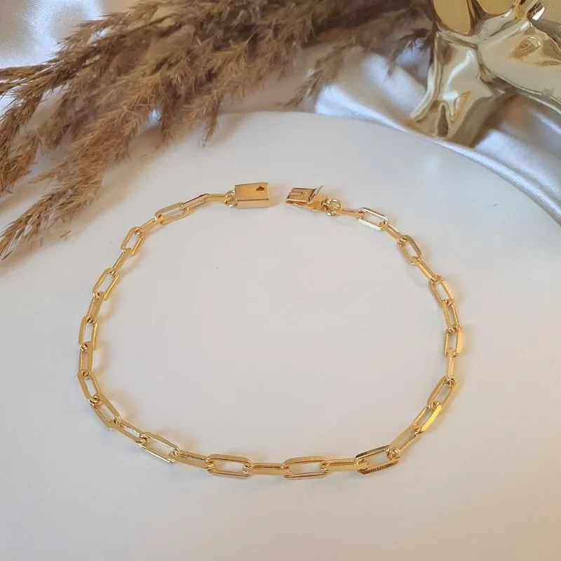Pulseira elo 4mm fecho gaveta